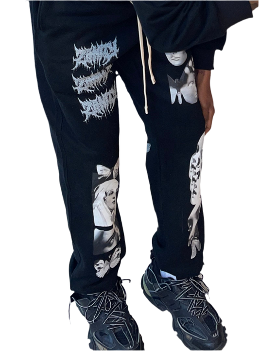 loose fit abstract sweat pants
