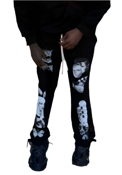loose fit abstract sweat pants